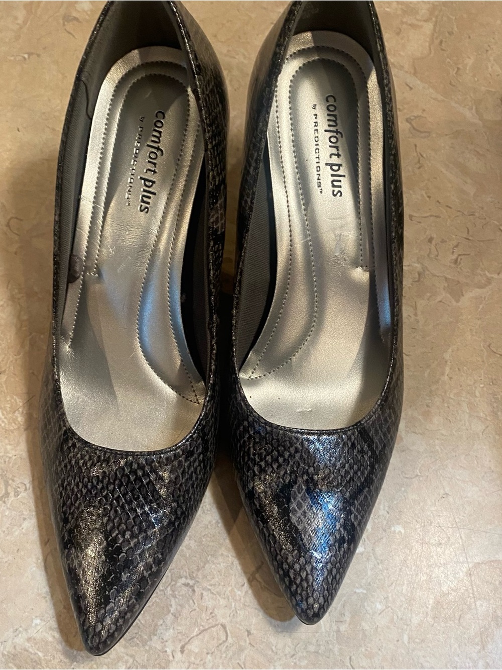 comfort plus by Predictions Black Snake-Print Pointed Toe Pumps